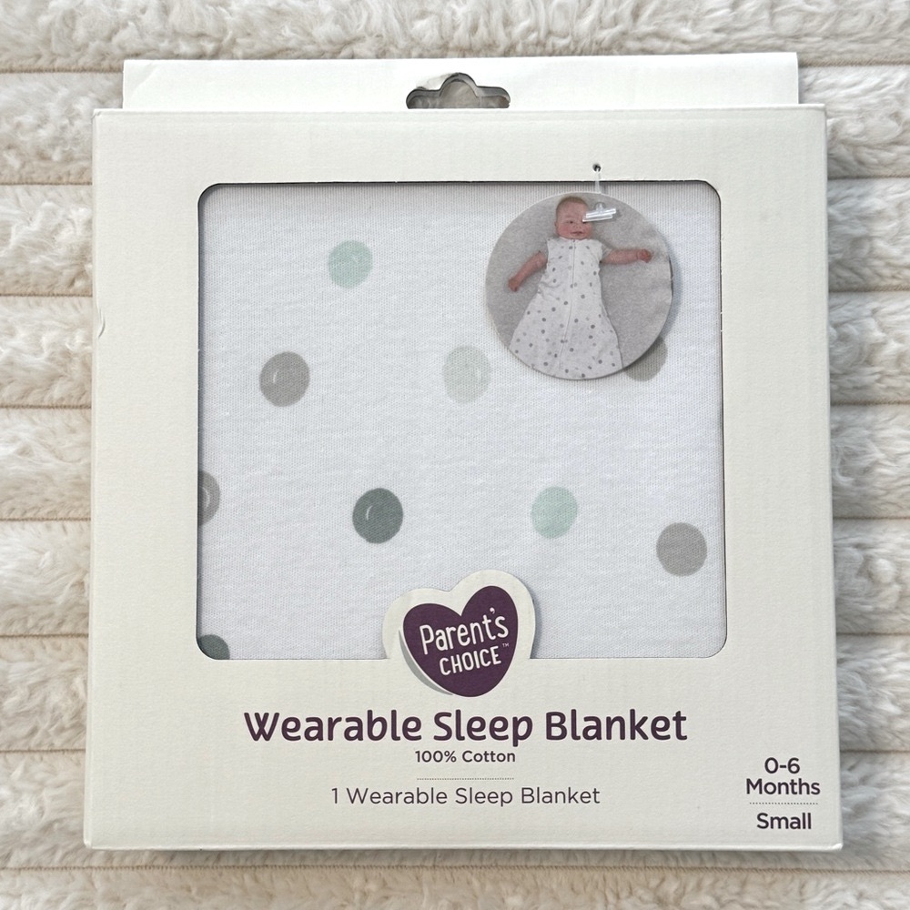 Parent’s Choice Wearable Sleep Blanket 0-6m White Polka Dot Baby Sleep Sack Bag
